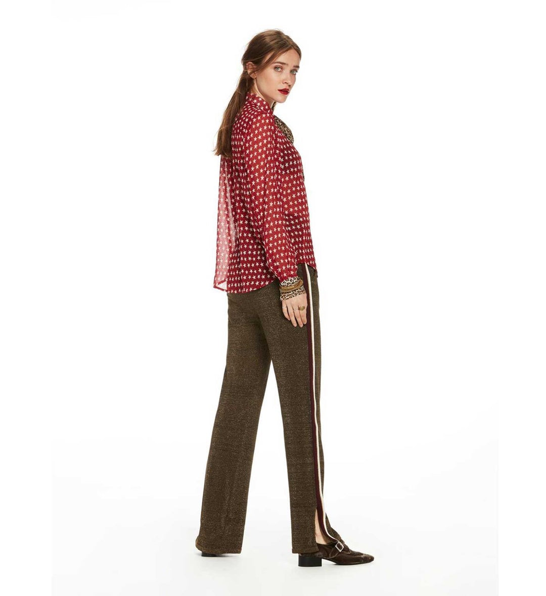Refined department blouse l/m dames - rood dessin