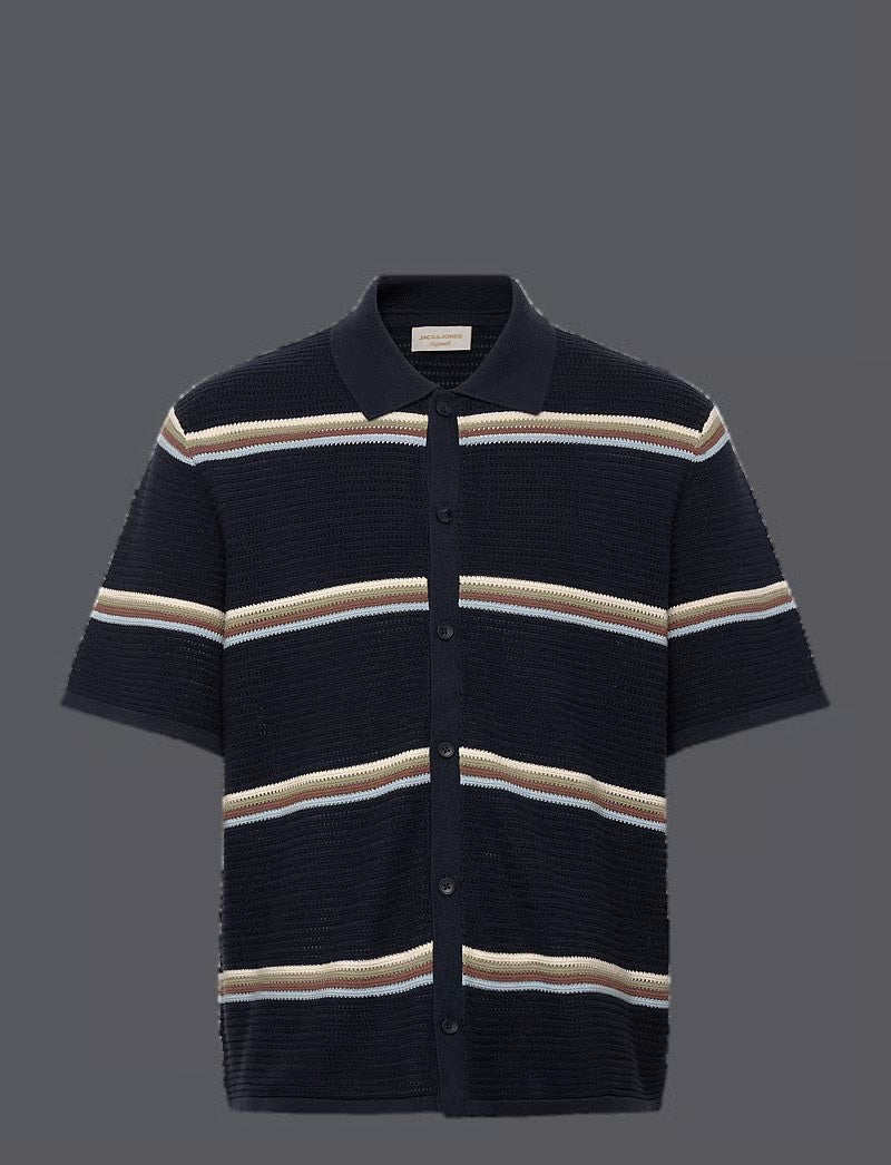 Jack & Jones 12295274 maine overhemd k/m heren blauw dessin