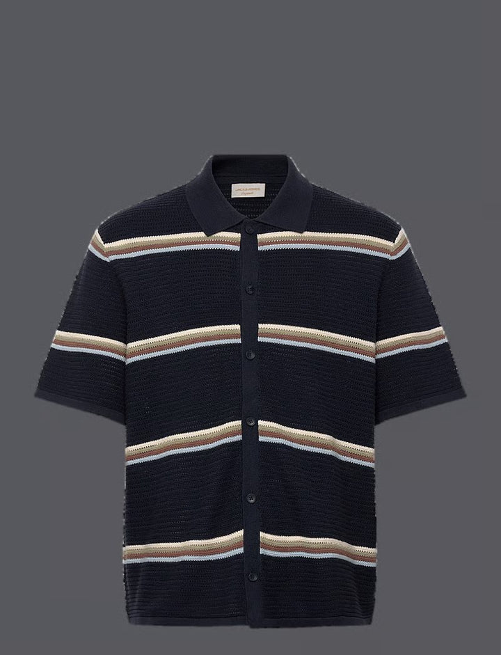 Jack & Jones 12295274 maine overhemd k/m heren blauw dessin