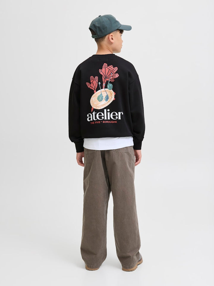 Jorbrooklyn Graphic Sweat Crew Nec Jnr - Zwart