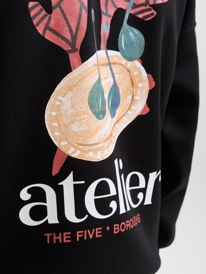 Jorbrooklyn Graphic Sweat Crew Nec Jnr - Zwart
