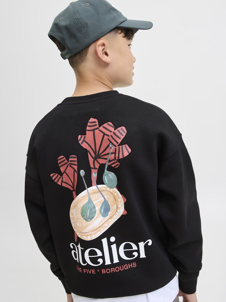 Jorbrooklyn Graphic Sweat Crew Nec Jnr - Zwart
