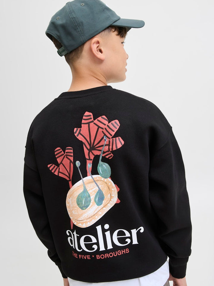 Jorbrooklyn Graphic Sweat Crew Nec Jnr - Zwart