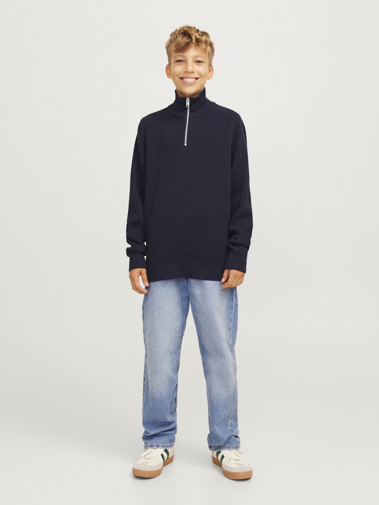 Jprblamilano Stitch Knit Half Zip - Navy