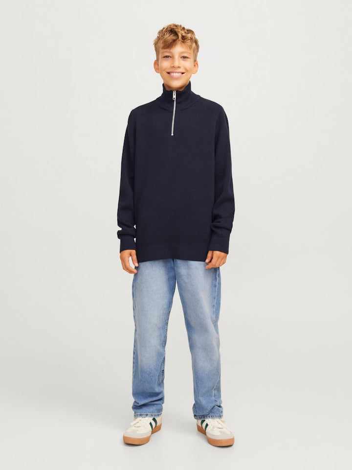Jprblamilano Stitch Knit Half Zip - Navy