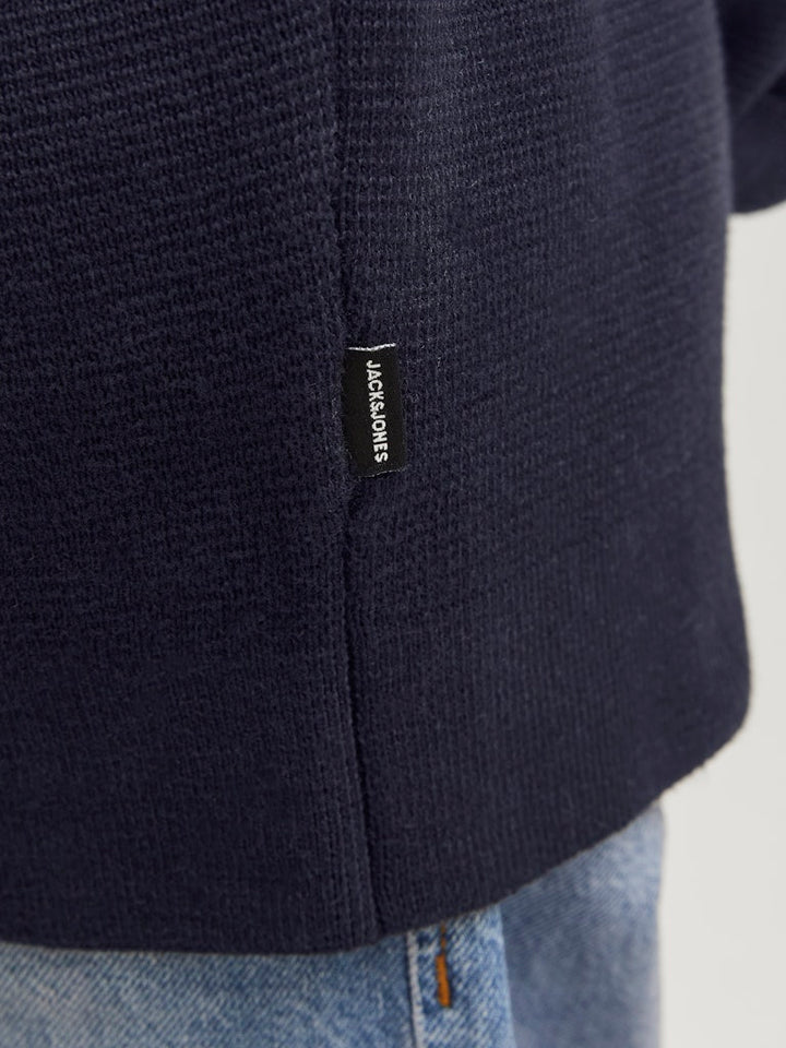 Jprblamilano Stitch Knit Half Zip - Navy