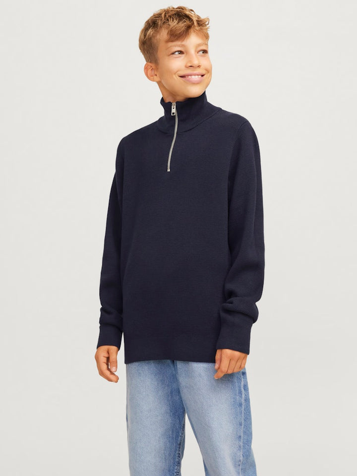 Jprblamilano Stitch Knit Half Zip - Navy