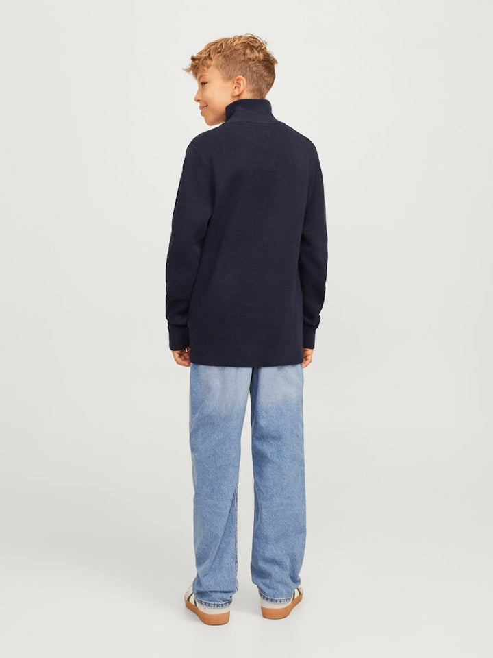 Jprblamilano Stitch Knit Half Zip - Navy