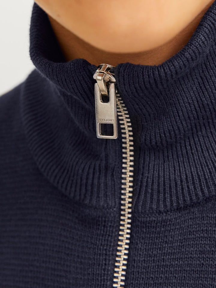 Jprblamilano Stitch Knit Half Zip - Navy