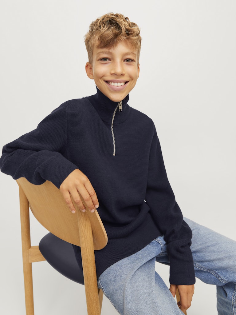 Jprblamilano Stitch Knit Half Zip - Navy