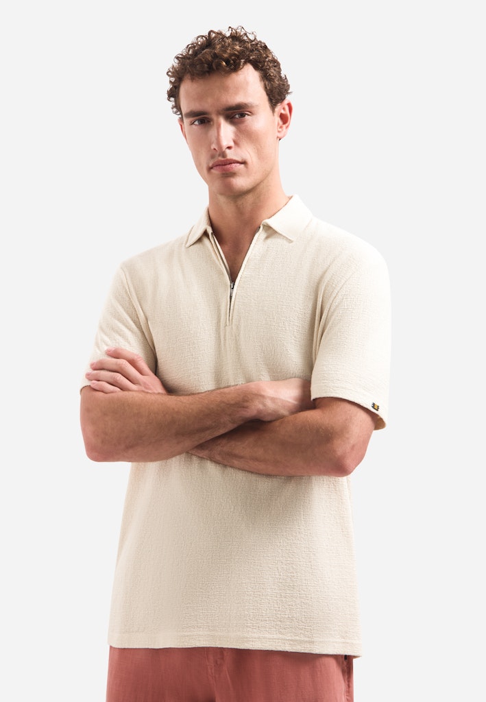 Polo Short Sleeve Zipper - Beige