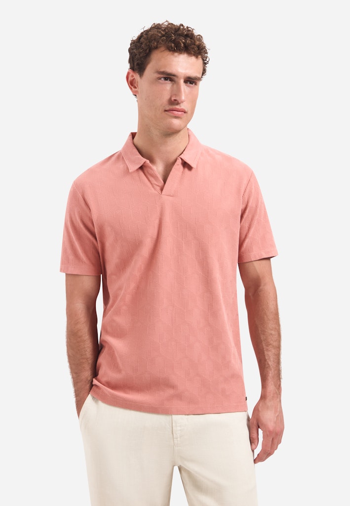 Polo Short Sleeve Jacquard - Steenrood