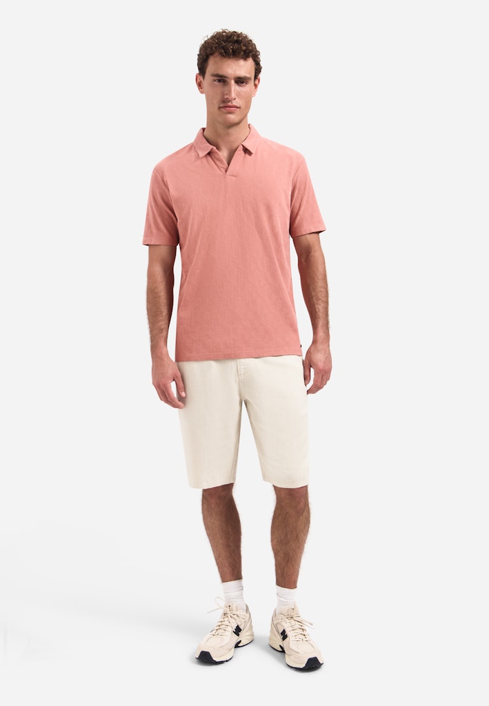 Polo Short Sleeve Jacquard - Steenrood