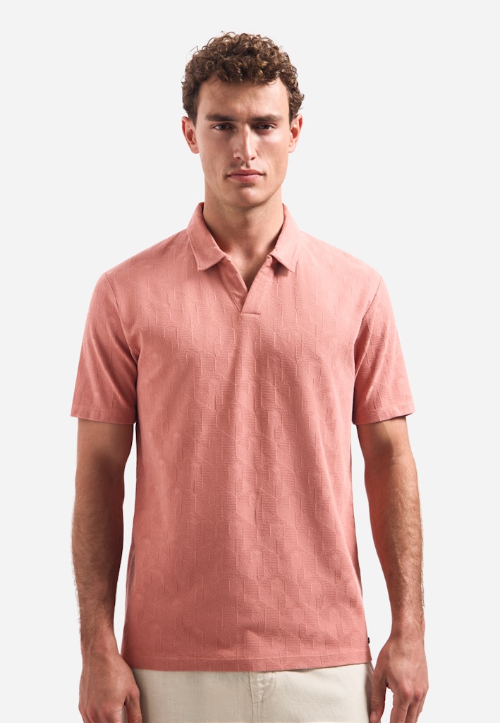 Polo Short Sleeve Jacquard - Steenrood