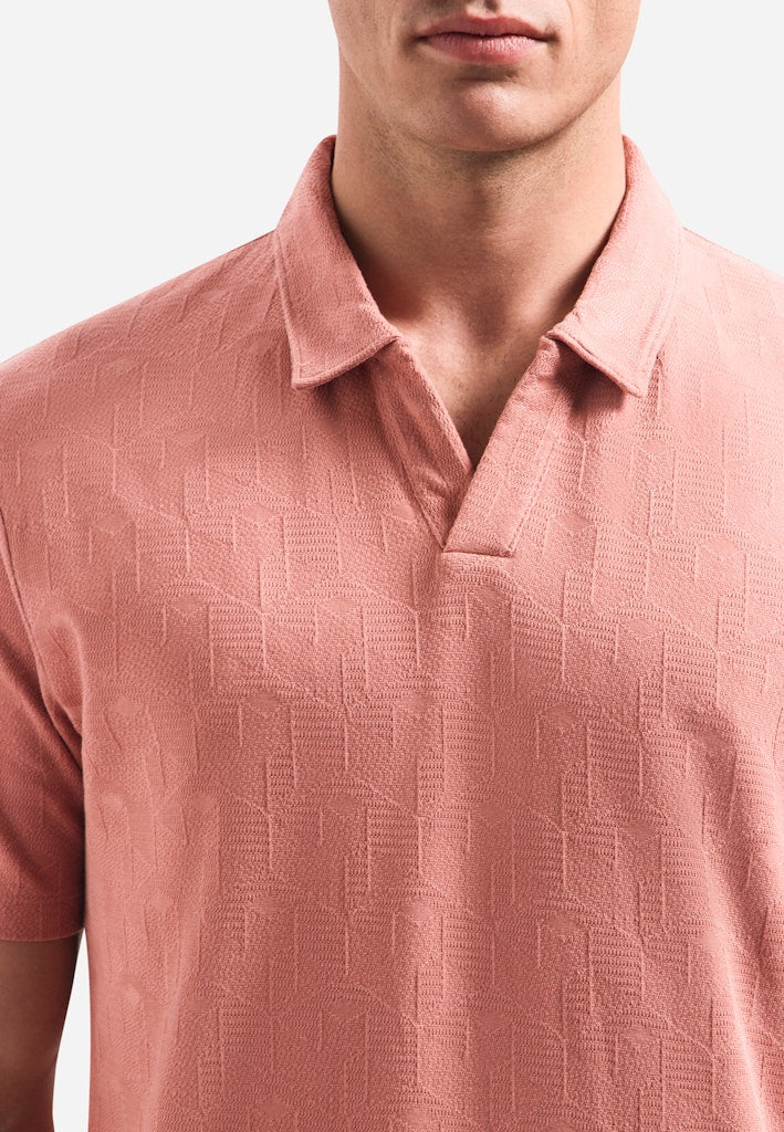 Polo Short Sleeve Jacquard - Steenrood