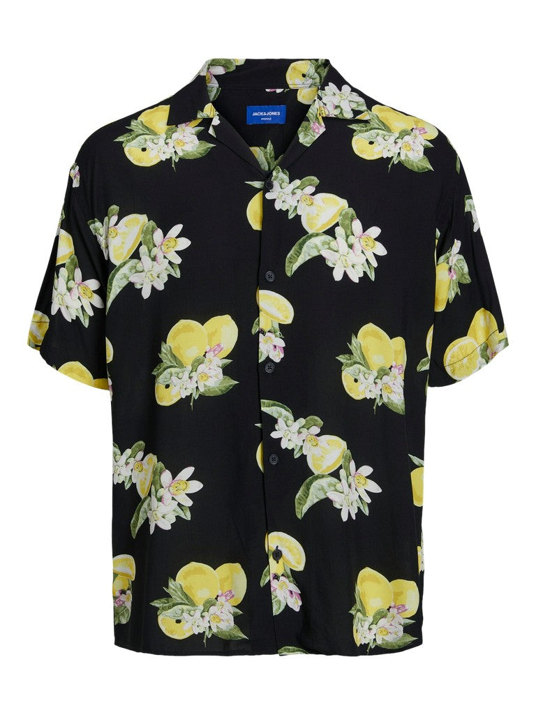 Jorluke Flores Resort Shirt Ss Jnr - Zwart Dessin
