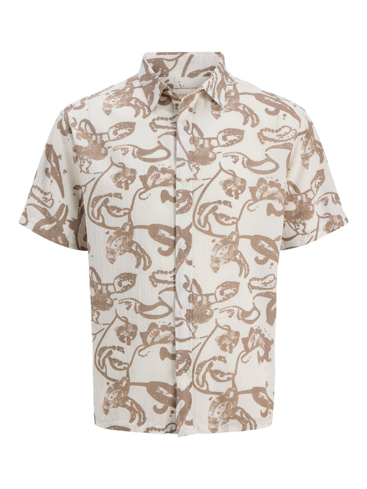 Jormontauk Aop Shirt Ss Jnr - Ecru Dessin