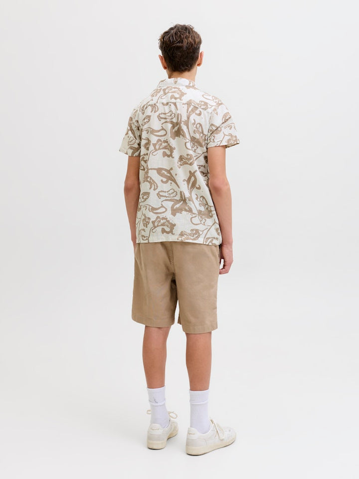 Jormontauk Aop Shirt Ss Jnr - Ecru Dessin