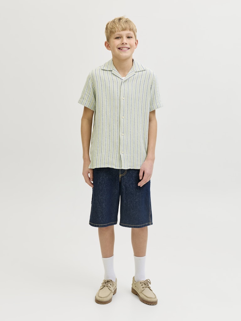 Jorcoba Stripe Resort Shirt Ss Sn Jnr - Groen Dessin