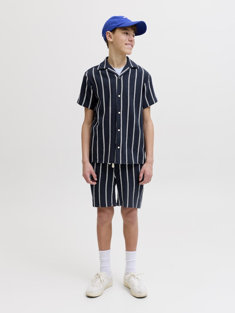 Jorcoba Stripe Resort Shirt Ss Sn Jnr - Blauw Dessin