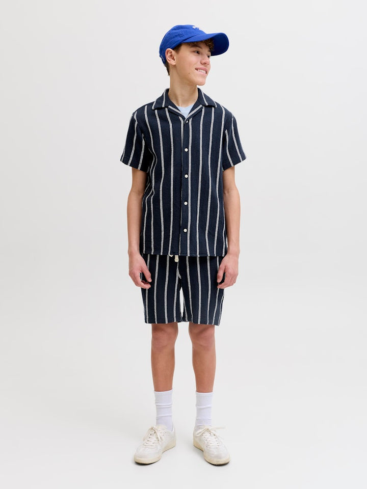 Jorcoba Stripe Resort Shirt Ss Sn Jnr - Blauw Dessin