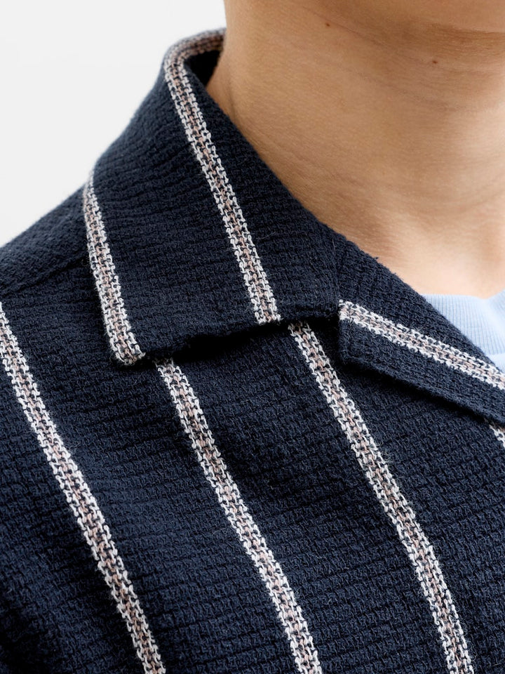 Jorcoba Stripe Resort Shirt Ss Sn Jnr - Blauw Dessin