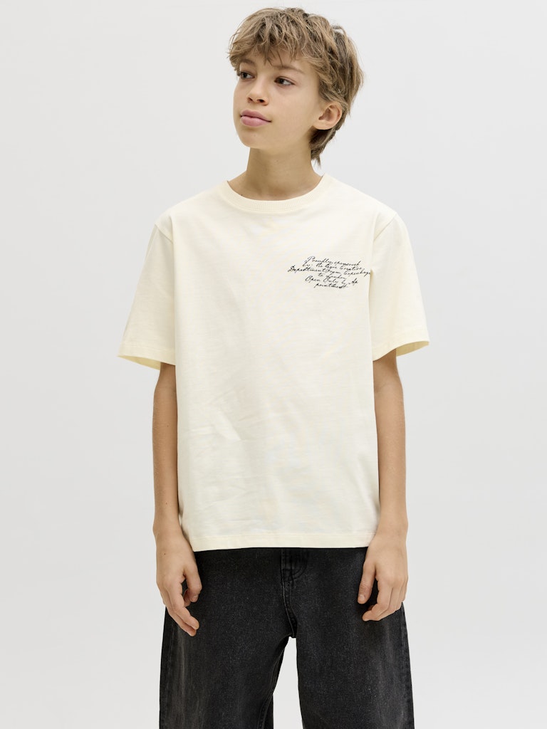 Jcodust Script Back Tee Ss Cn Jnr - Ecru