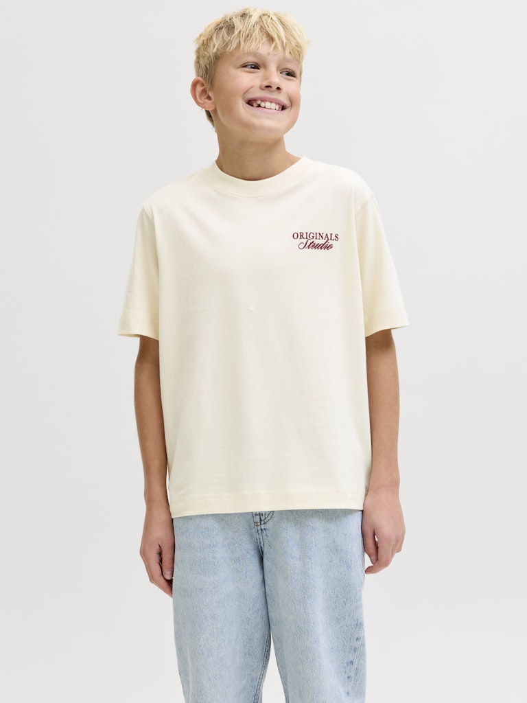 Jornorrebro Typo Tee Ss Crew Neck Sn Jnr - Ecru