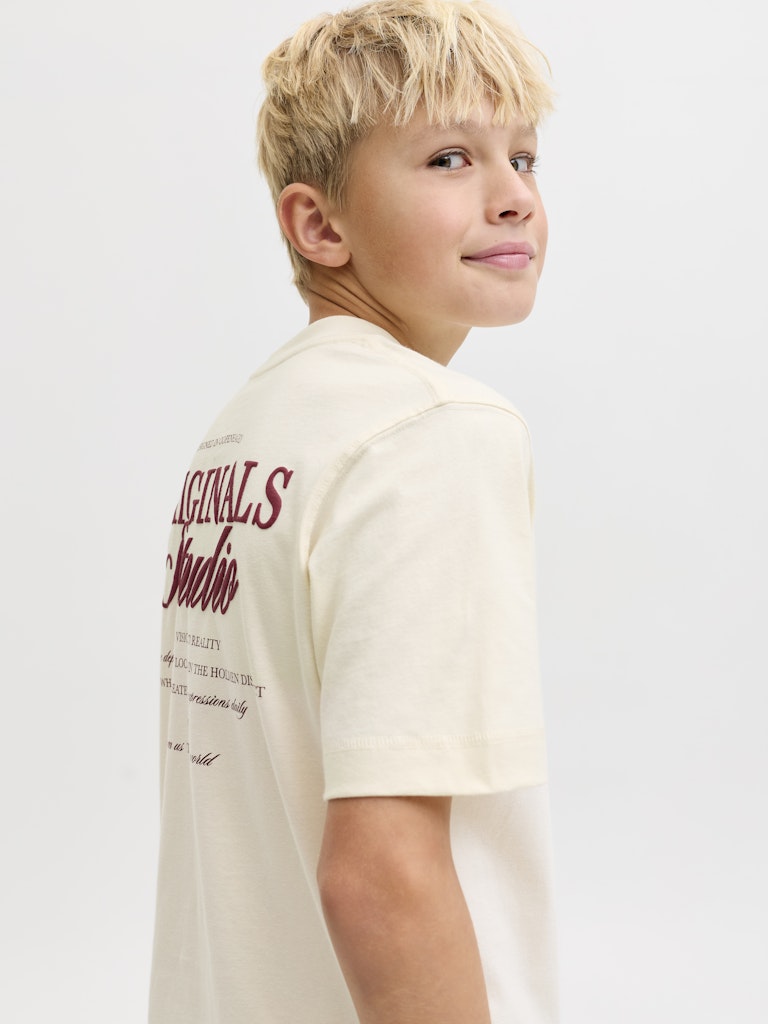 Jornorrebro Typo Tee Ss Crew Neck Sn Jnr - Ecru