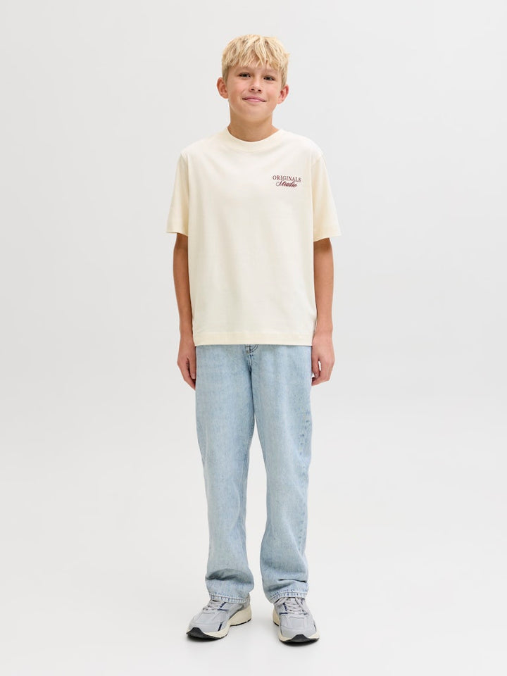 Jornorrebro Typo Tee Ss Crew Neck Sn Jnr - Ecru