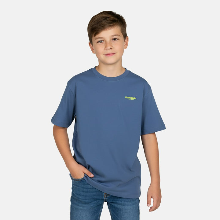 Kids Pluyo Ts Backprint Navy - Lichtblauw