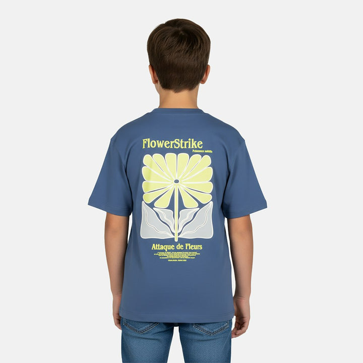 Kids Pluyo Ts Backprint Navy - Lichtblauw