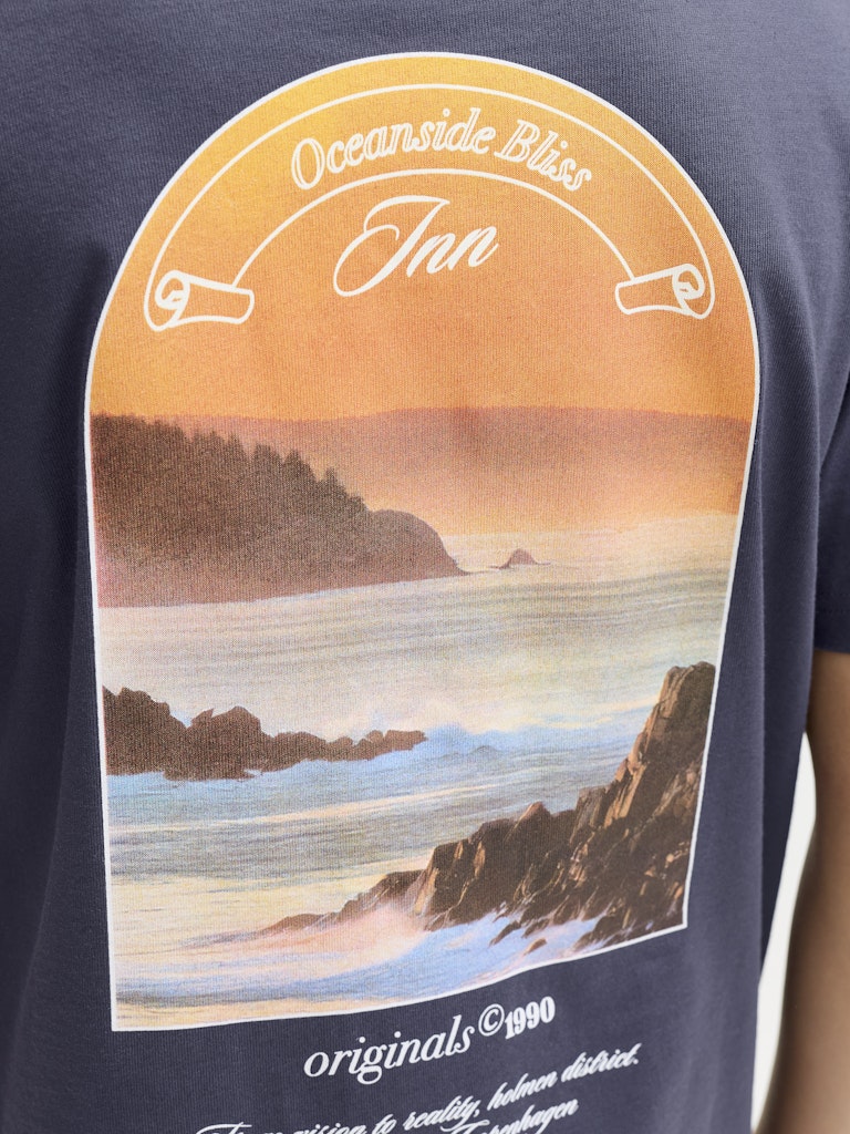 Jormontauk Photo Back Tee Ss Cn Jnr - Rafblauw