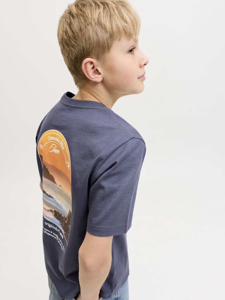 Jormontauk Photo Back Tee Ss Cn Jnr - Rafblauw