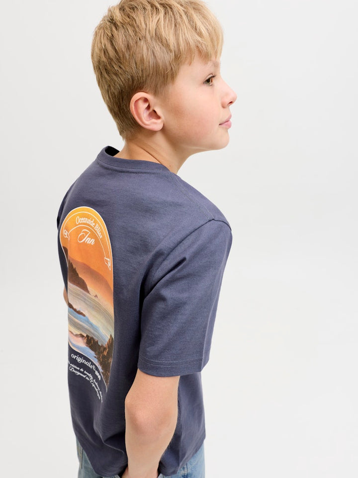 Jormontauk Photo Back Tee Ss Cn Jnr - Rafblauw