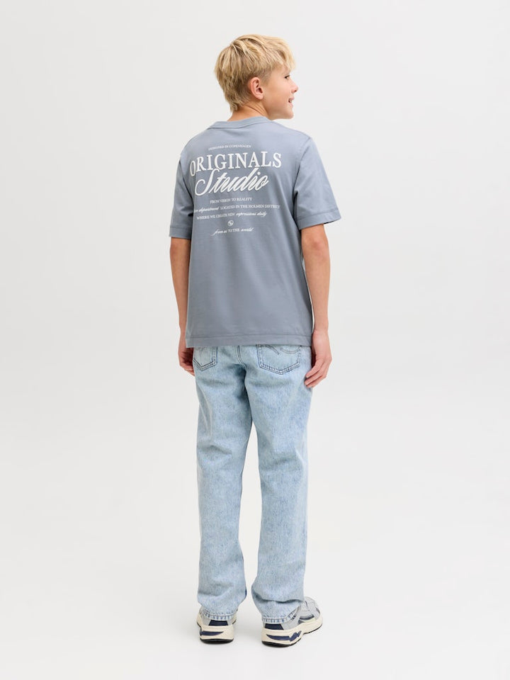 Jornorrebro Typo Tee Ss Crew Neck Sn Jnr - Rafblauw