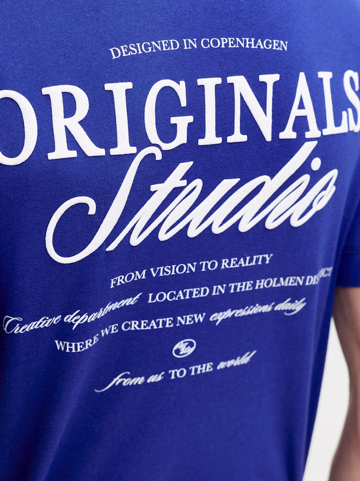 Jornorrebro Typo Tee Ss Crew Neck Sn Jnr - Kobalt