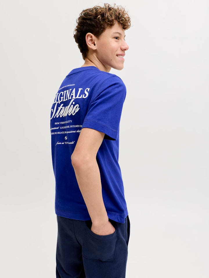 Jornorrebro Typo Tee Ss Crew Neck Sn Jnr - Kobalt