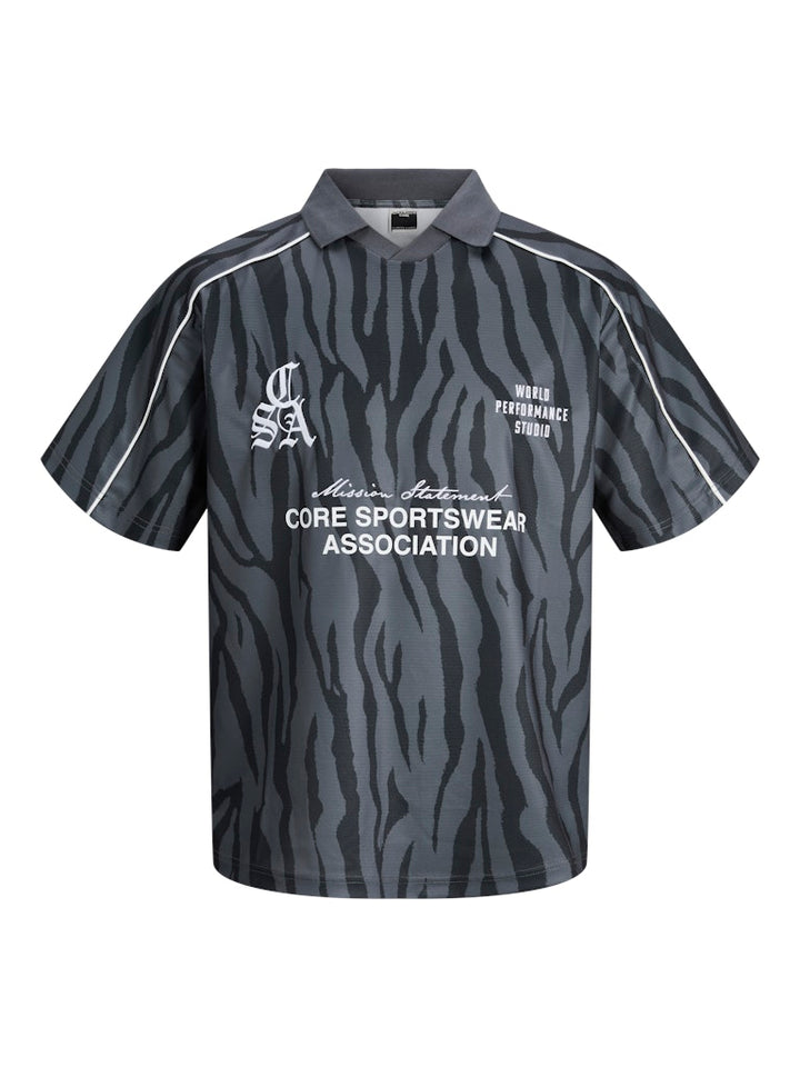 Jcodust Piping Football Open Collar Jnr - Zwart Dessin