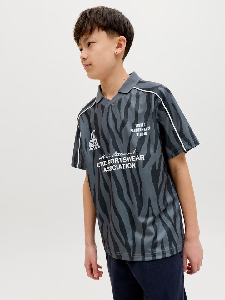 Jcodust Piping Football Open Collar Jnr - Zwart Dessin