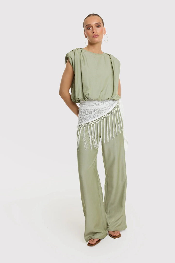 Refined department lange broek dames oud groen