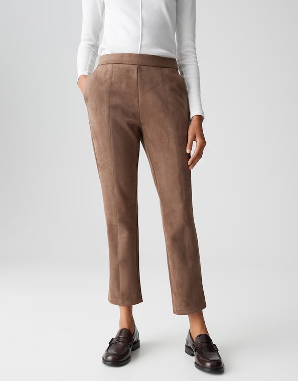 Opus Elvina cozy lange broek dames bruin