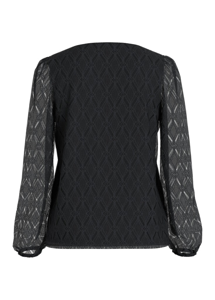 Vila 14113222 Fero t-shirt l/m zwart – dames