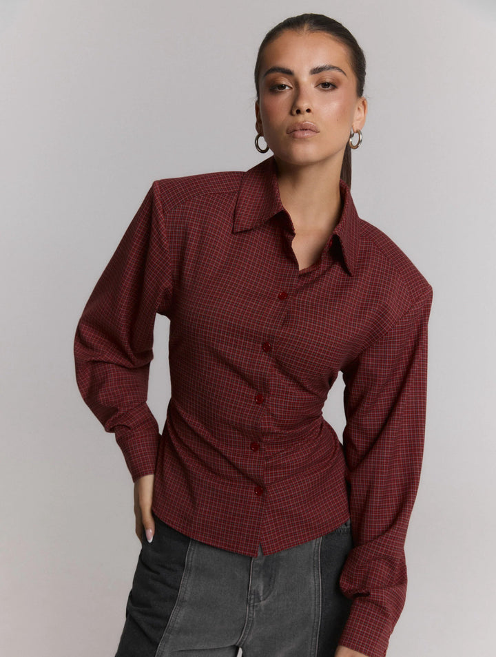 Refined department blouse l/m dames - rood dessin