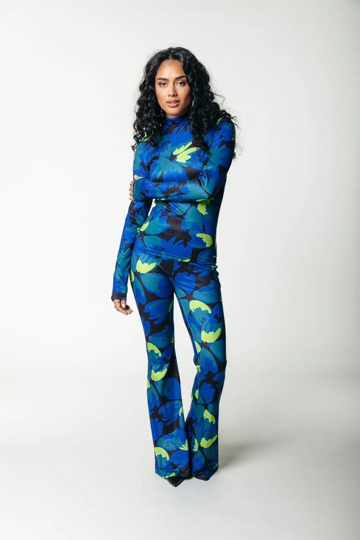 Colourful Rebel lange broek dames blauw dessin - WP115253
