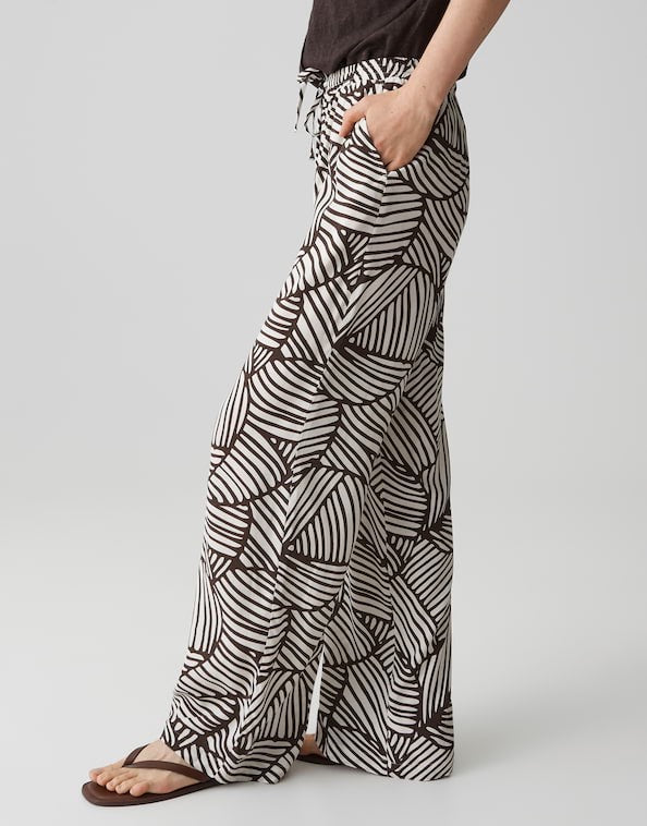 Opus Marou botanical lange broek dames bruin dessin