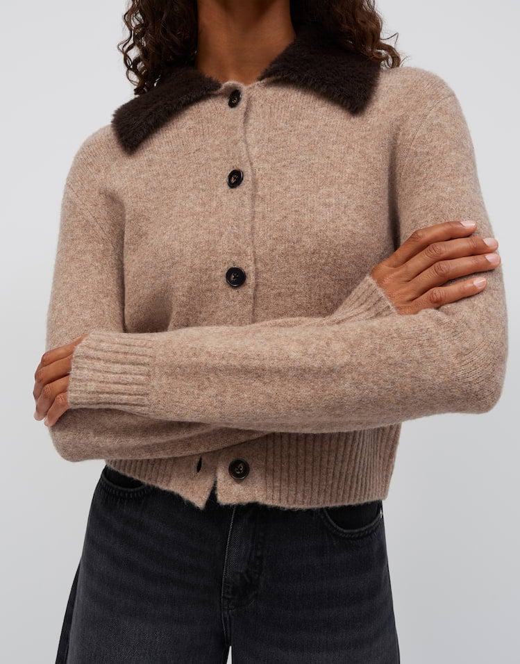 Opus Dofur 1062361451346 vest gebreid dames licht bruin