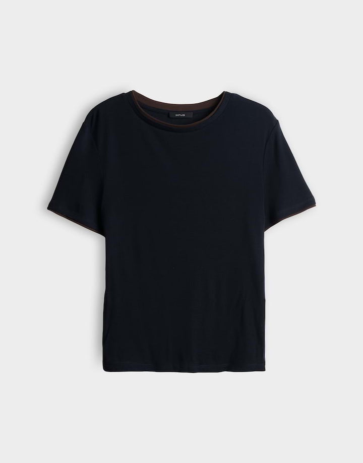 Opus Soppel 10603114370451 t-shirt k/m dames navy