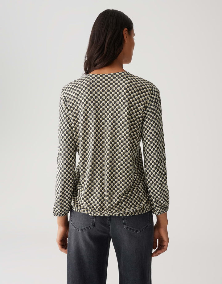 Opus Sannah iconic top l/m dames zwart dessin