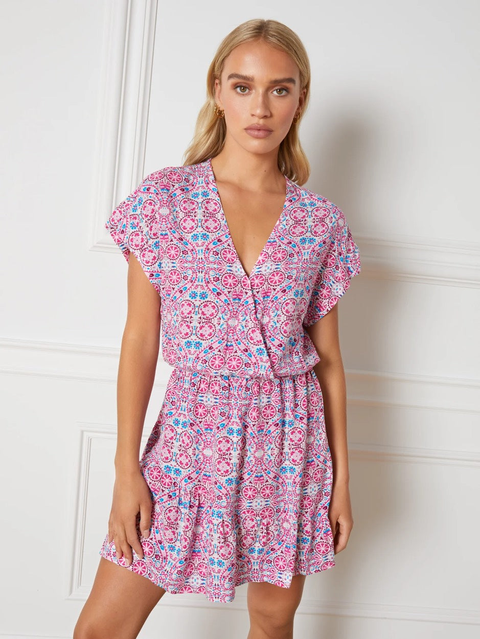 Refined department R230633229 Amelle jurk midi dames - roze dessin